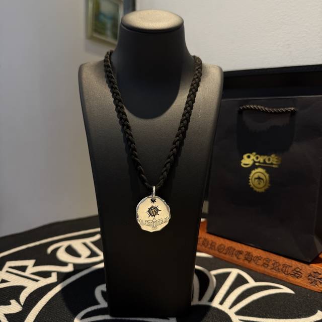 New Arrival Goro's Takahashi Gor Gold And Silver Coin Leather Rope Necklace, Top
