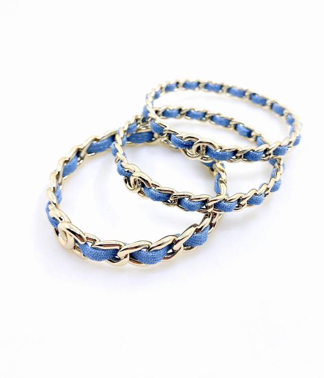 Chanel Latest Blue 3-Piece Bracelet Set, Consistent With Z Batch Brass Material