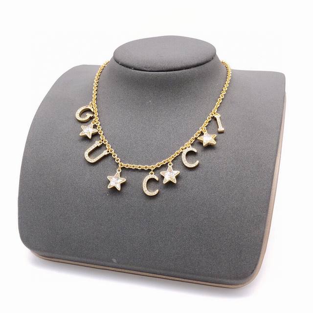 Id Gxl0031 Gucci's New Double G Star Necklace With Crystal Accents, Exuding A Lu