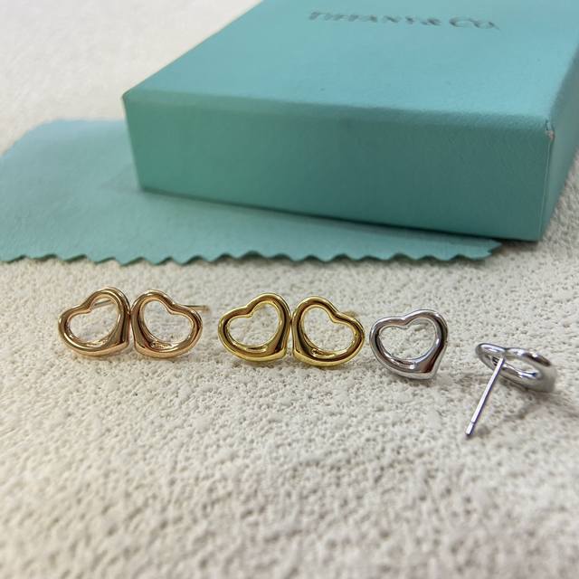 Tiffany Ear Studs, New Hollow Smooth Heart-Shaped Ear Studs, T German Imported R