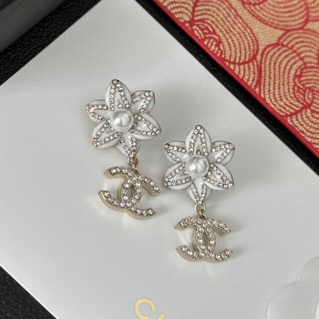 Chanel Ear Studs, Hot-Selling New Arrival. The Iconic Double C Logo And White Re