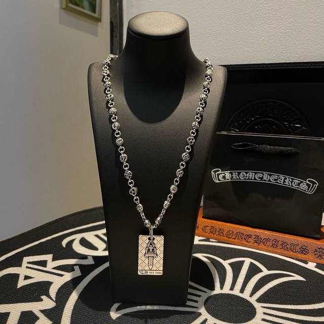 New Arrival, Boutique Quality Chrome Hearts Skull Cross Flower Ball Necklace, Sq