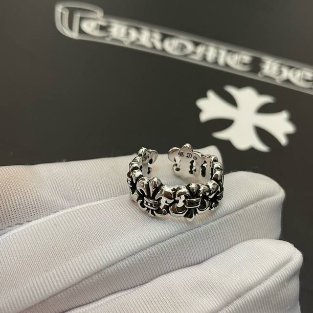 Department Store Quality Chrome Hearts Classic Retro Scout Flower Open Ring. The