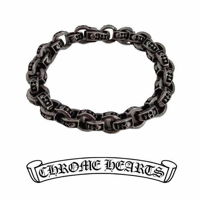 New Arrival, Boutique Quality Chrome Hearts Retro-Style Skull Head Bracelet, Fea