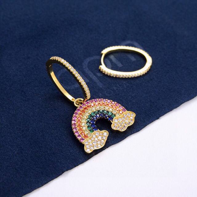 Store Version, Premium Quality, Apm Monaco Rainbow Asymmetric Earrings, Versatil