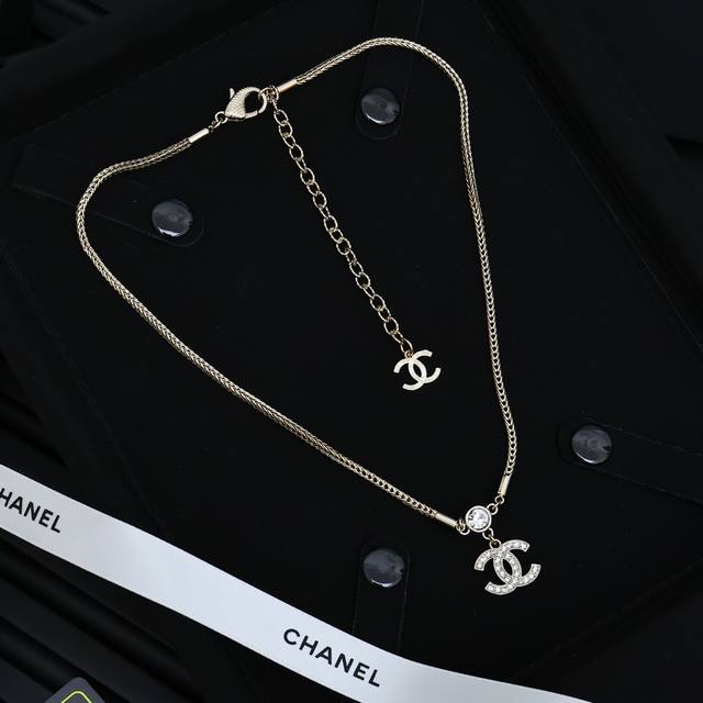 Chanel -- Full-Diamond Double C Chopard Snake Bone Chain Necklace This Season's