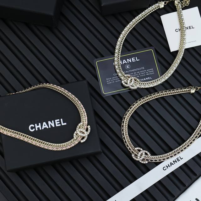 Chanel Snake Bone Chain Woven Choker Necklace