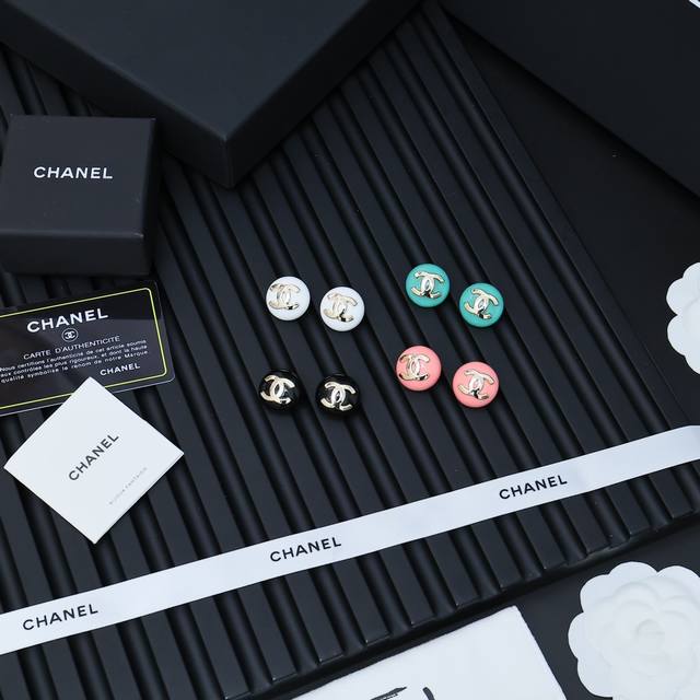 Chanel Candy-Colored Round Double C Stud Earrings, As If You're In A Candy World