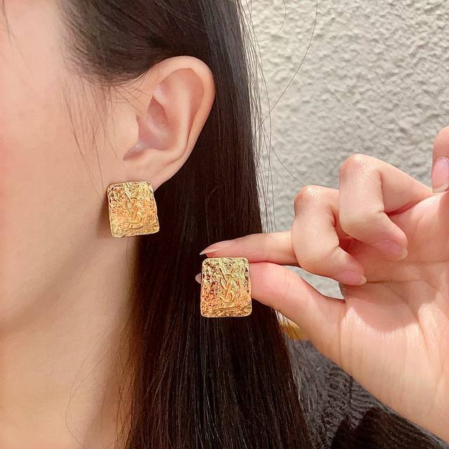 Saint Laurent Classic Letter Stud Earrings