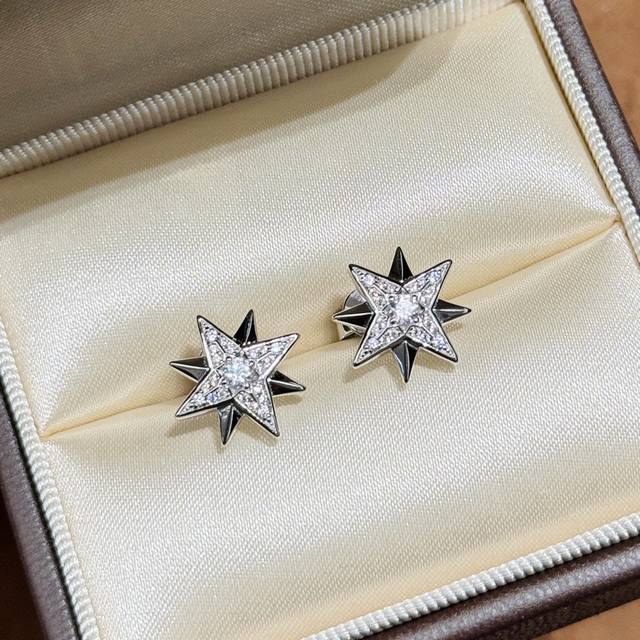 A5911 D-House New Arrival Half-Diamond Eight-Pointed Star Ear Studs Simple And V