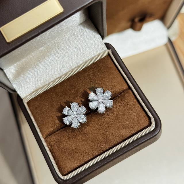 A5559 Simulated Diamond Hw High-End Jewelry Flower Full Diamond Earrings Same As