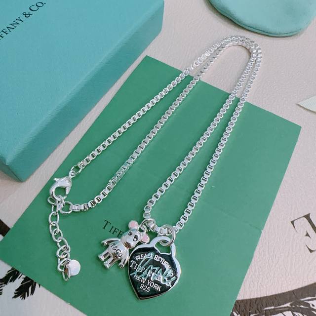 Tiffany Necklace Tiffny&Co. Authentic Silver Version, Celebrity-Inspired Design,