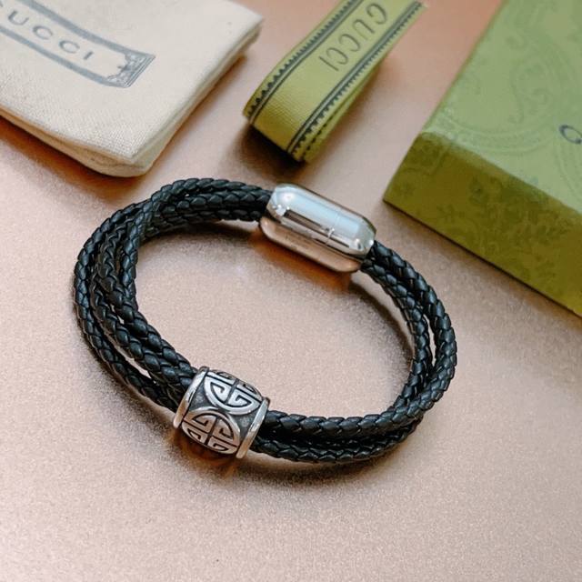 Gucci Bracelet Latest Model, Pure Handmade Top-Grain Leather Material, Higher Qu