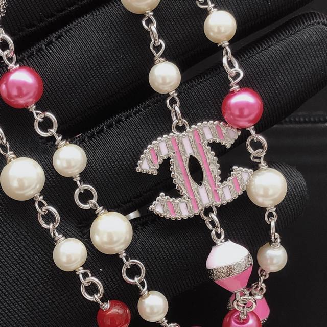 Code Xxl0939 Ch*Nel Latest Silver Chain Pink Double C Sweater Chain, Consistent