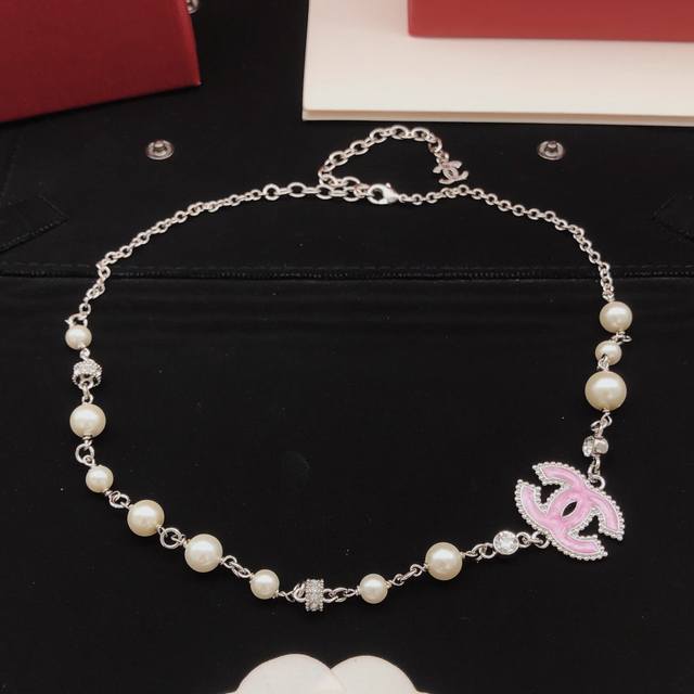 Code Xxl0317 Ch*Nel Latest Silver Chain Pink Double C Necklace, Consistent Zp Br