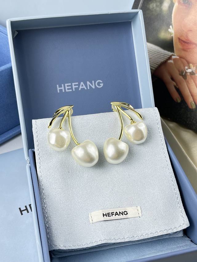 New Arrival Hefang Cream Cherry Ear Studs