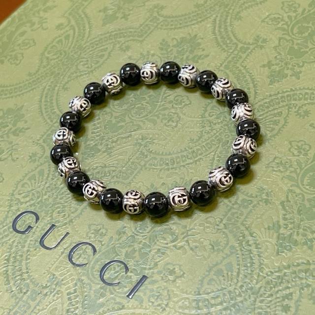 Gucci Bracelet For Men And Women, Latest Model, Natural Black Agate Bracelet, Hi