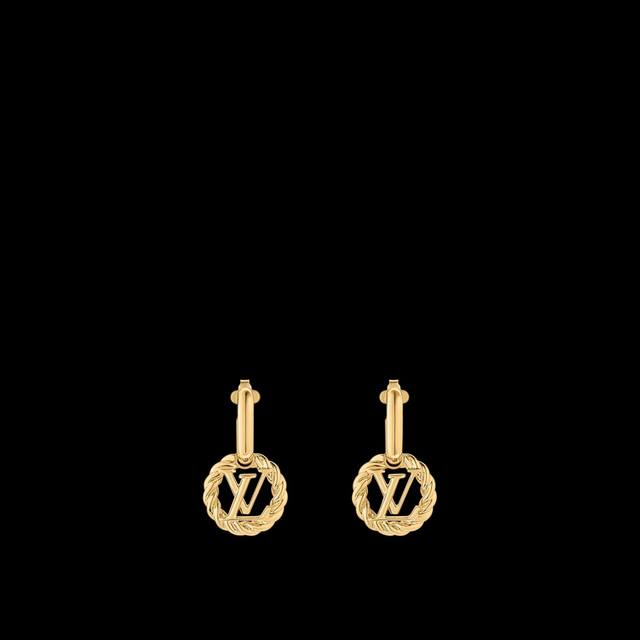 Louis Vuitton Lv Letter Earrings, Authentic Store-Matching Brass Material, Hot-S