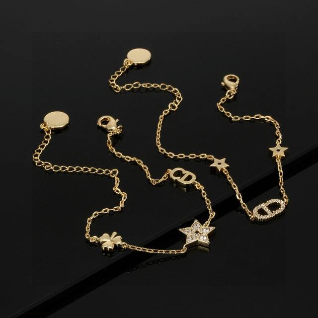 Dior Jadior Letter Two-Piece Bracelet: Featuring Gold As The Primary Color, Ador