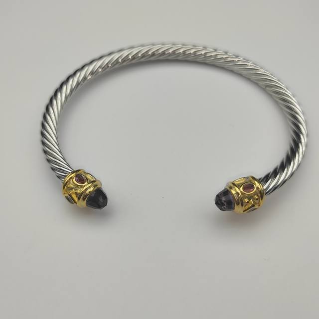 David Yurman 5Mm Gold-Plated Diamond-Studded Purple Diamond Bracelet.Recommended