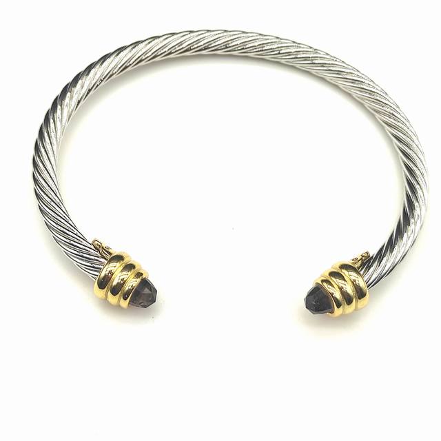 David Yurman 5Mm Gold-Head Purple Diamond Bracelet. Recommended Wrist Circumfere