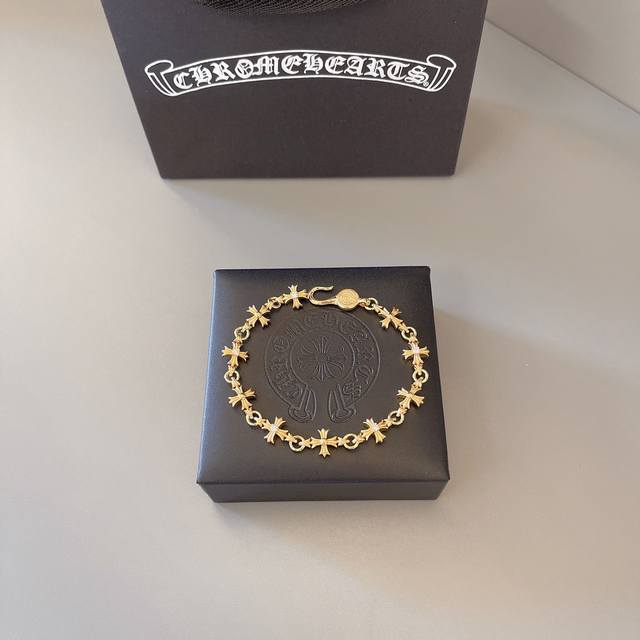 Scout Flower Cross Flower Ball Full Flower Half Diamond Golden Bracelet