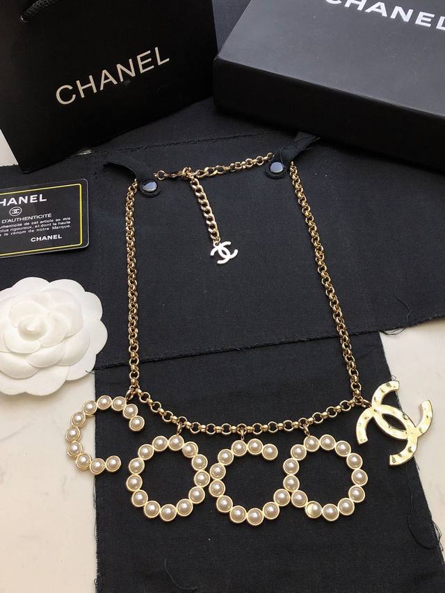 Chanel Necklace Hot New Arrival Chan 23 Letter Crystal Double C Necklace. The Ne