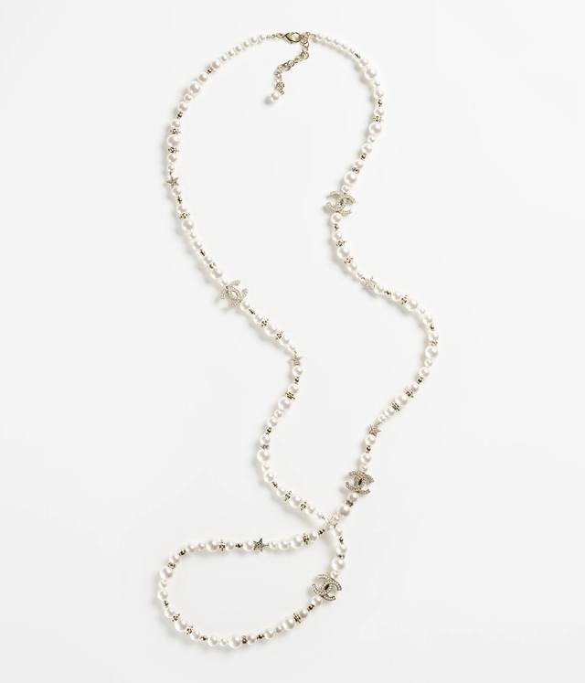 Chanel Star Pearl Pendant C-Shaped Sweater Chain Necklace. Purchased Through A P