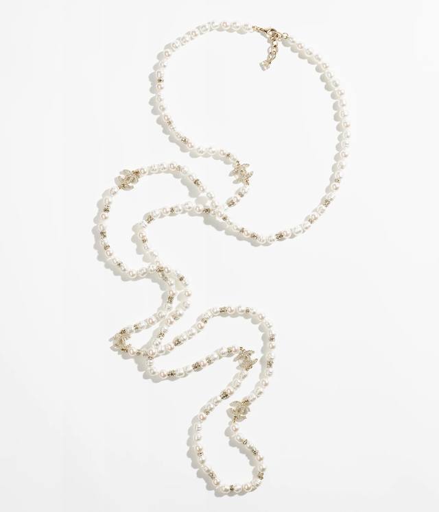 Chanel Necklace Choker Jewelry, Top-Tier Cc Pink Pearls, Pearl Sweater Chain. Ou