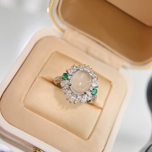 A3567 Rich Woman Series Water Mist Jade Onyx Egg-Shaped Ring, Jade Onyx Egg-Shap