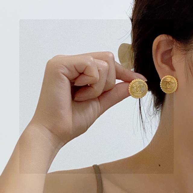 Chanel's Hottest New Release! Vintage Gold Double C Pearl Stud Earrings. Authent