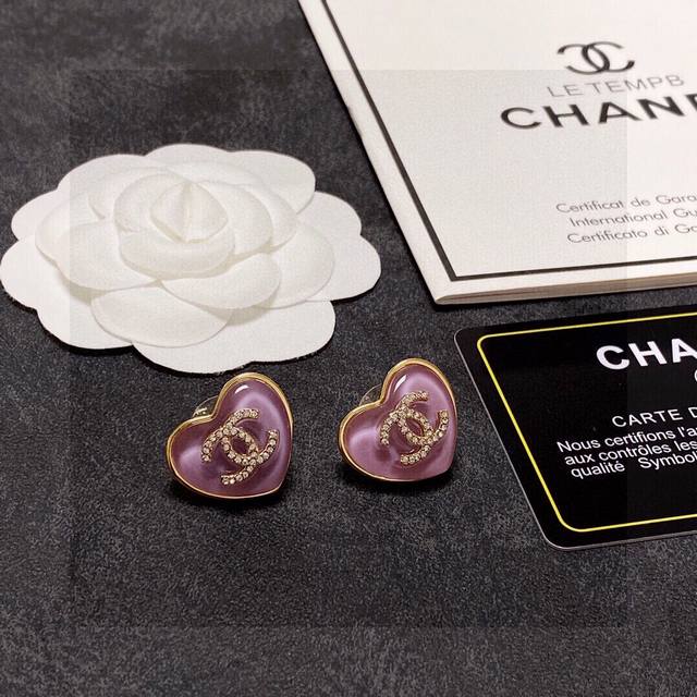 Chanel Chanel Classic Purple Heart Double C Earrings These Earrings Are Incredib