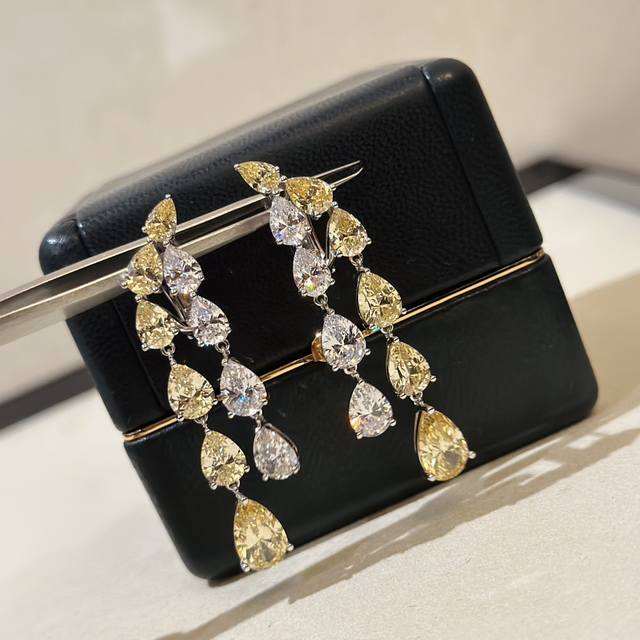 A0379 Luxury Brand New Design Teardrop Fringe Ear Studs, Featuring Geometric Bea
