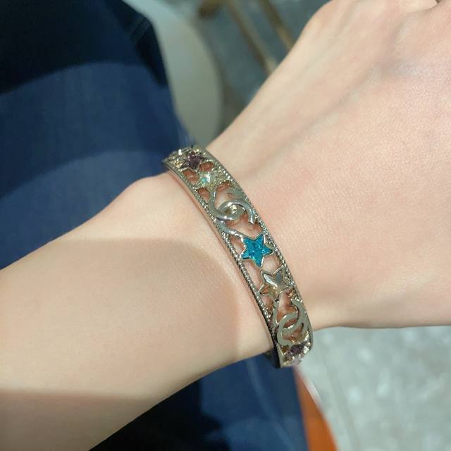 New Chanel Hollow Double C Bracelet With Bling Bling, Excellent Color Coordinati