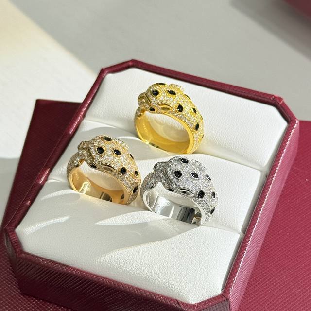 A0721 Kaja Leopard Series Full Diamond Spotted Leopard Open Ring, Made From Impo