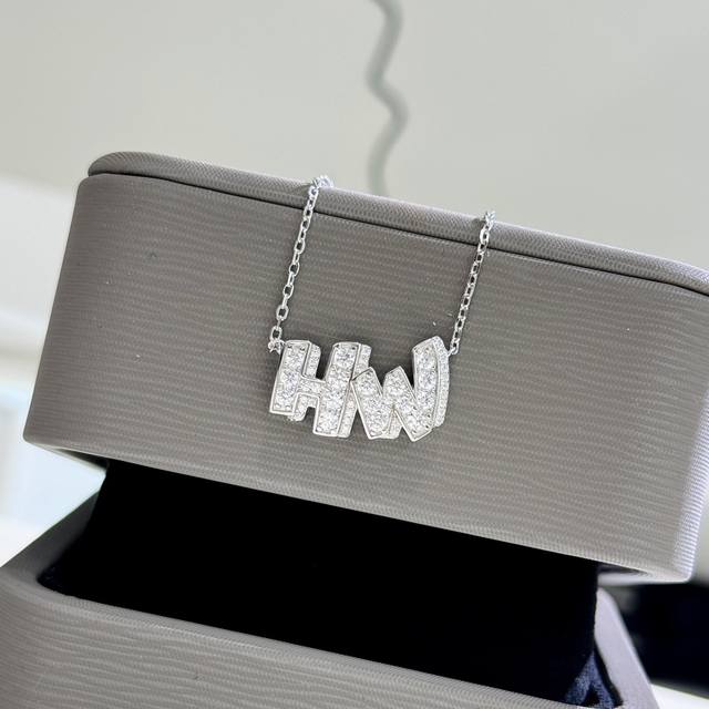A4162 Hw Fashionable Letter Full Diamond Necklace, High-End 925 Pure Silver With