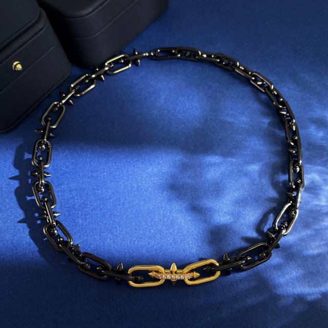 Necklace Df80 Tiffany Tfn European-Style Fashionable Black Chain Studded With Go