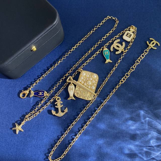 Xn92 Chanel Chanel-Style European And American Fashion Multi-Element Blue Drip D