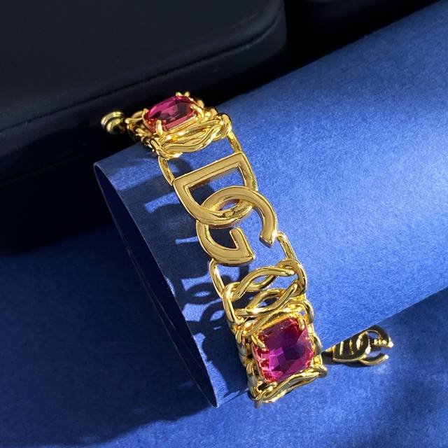 Dg94 D&G European And American Retro Fashion Rose Red Rectangular Large Gemstone