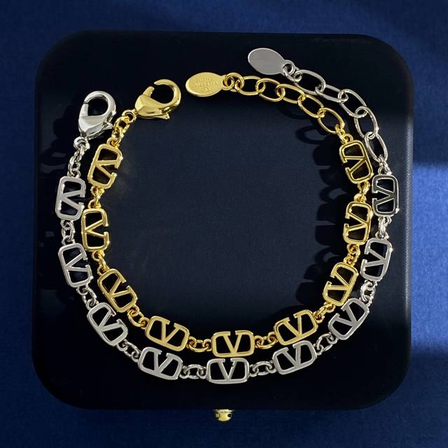 Bracelet Hl94 Valentino Trend-Setting Unisex Minimalist Smooth Multiple Rectangu