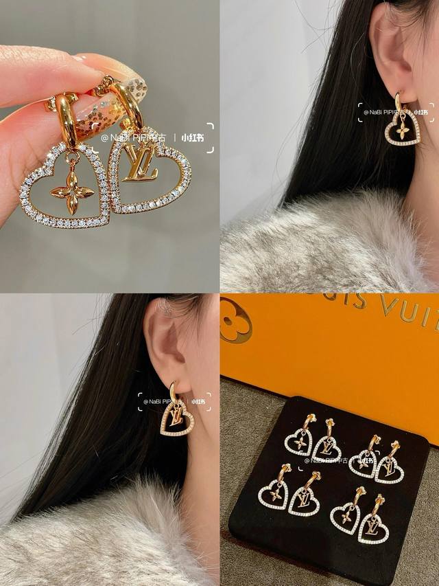 Model No. Led0336 Lv* Latest Heart-Shaped Ear Hooks Made From The Same Brass Mat