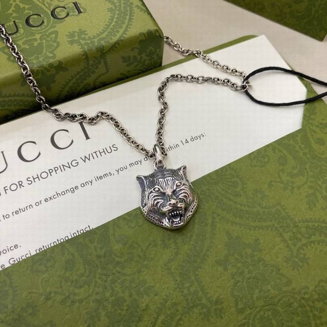 Gucci Double G Tiger Head Necklace, Size: 555 Cm