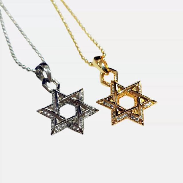 Black Luxurious 22K 18K Yellow And White Gold-Plated Diamond-Inlaid Six-Pointed