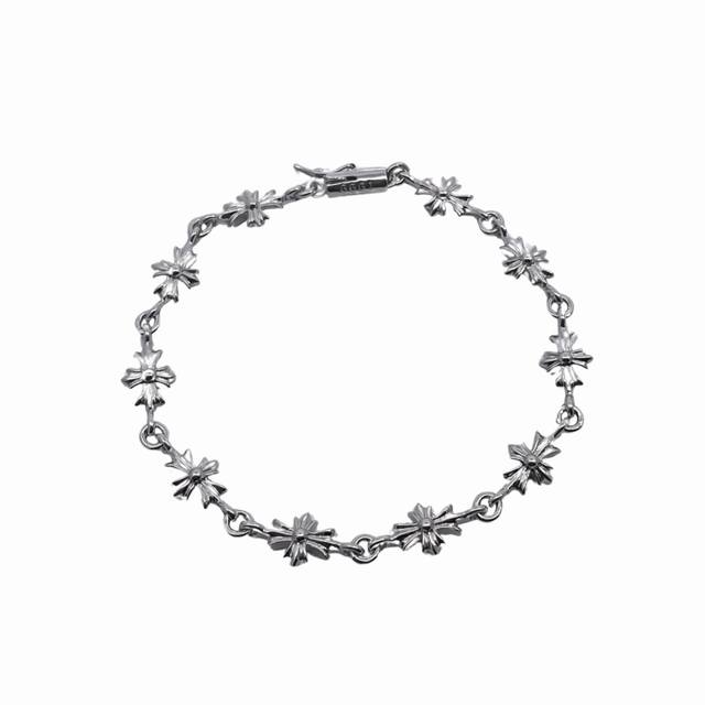 Cross Heart White Gold-Plated Diamond-Studded Cross Bracelet, Pure Silver Materi