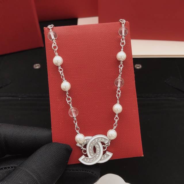 Code Xxl0055 Ch*Nel Latest Model Transparent Pearl Necklace, Zp Brass Material