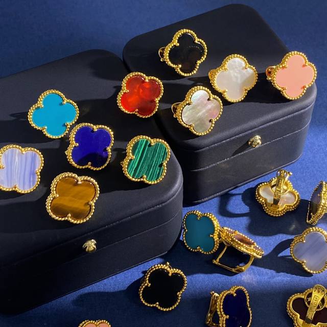 Van Cleef & Arpels Vca White Mother-Of-Pearl Black Agate Red Agate Green Malachi