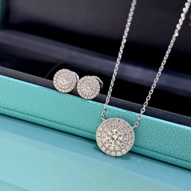 Necklace, Earrings 90 C458 T-House Classic Timeless Design Soleste Series Round