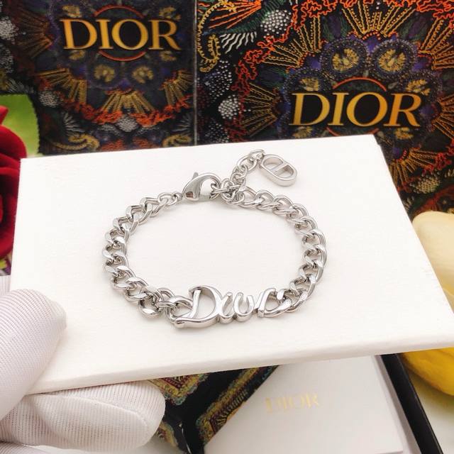 Code Dsl0191 Bracelet Dio* Latest Silver Polished Letter Necklace Bracelet, Cons