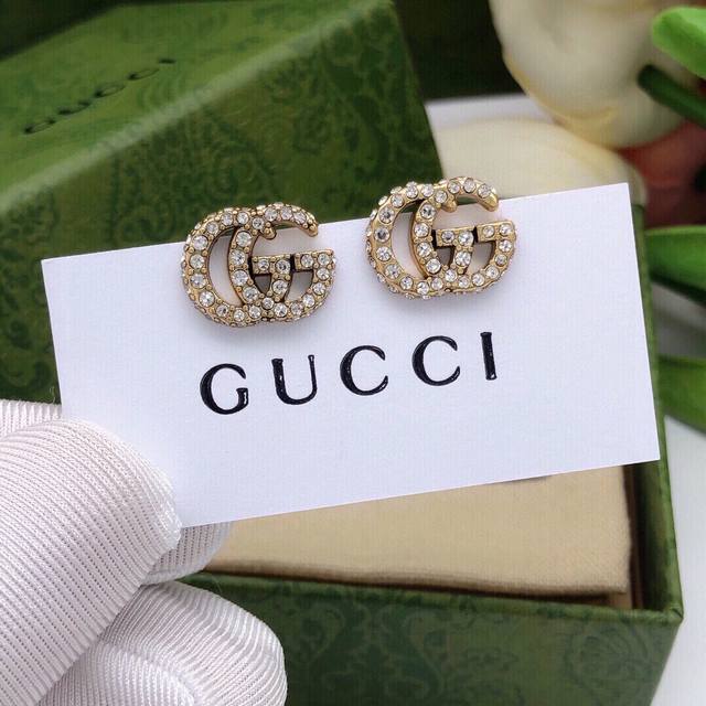 Code Ged0056 Gucci New Double G Diamond Stud Earrings, Mini Size