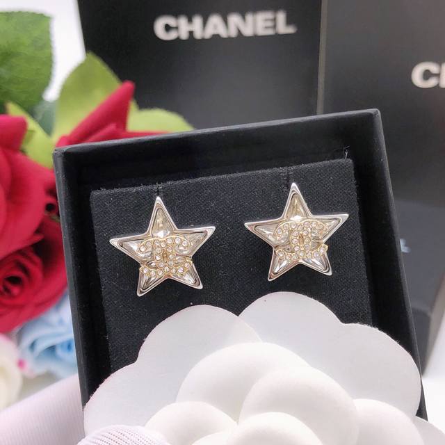 Id Xed0005 Ear Studs Star-Shaped Large Crystal Jewelry Pearl-Studded Necklace Th